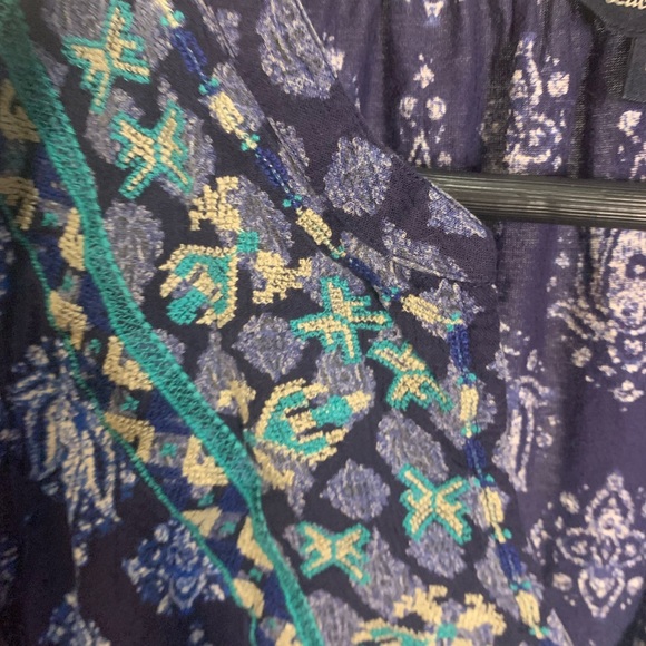 Lucky Brand Embroidered Bib Top Blue Size: S. - Picture 10 of 10
